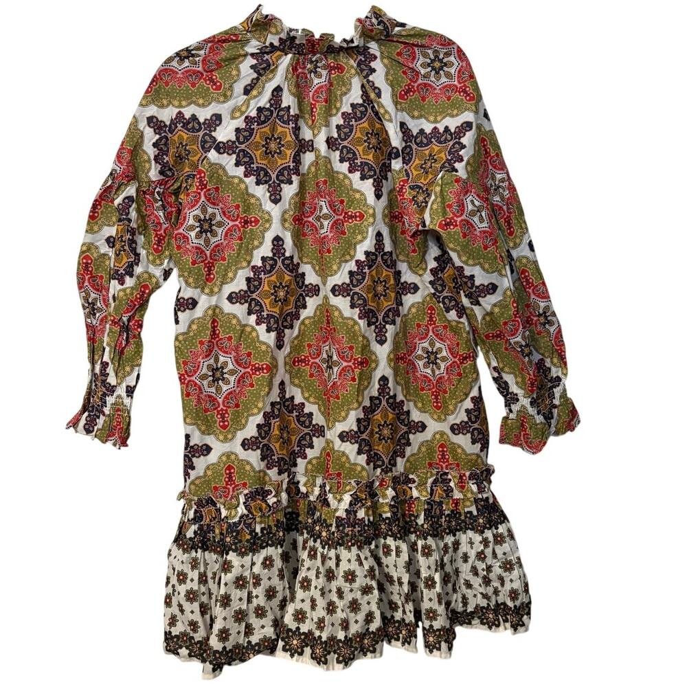 Cara Cara 100% Cotton Orange Brown Poppy Floral Mini Dress Size Medium - Picture 5 of 7